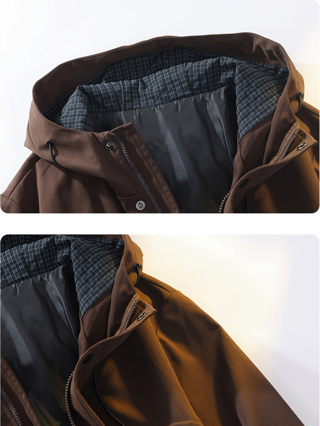 Manteau pour homme, à capuche, café