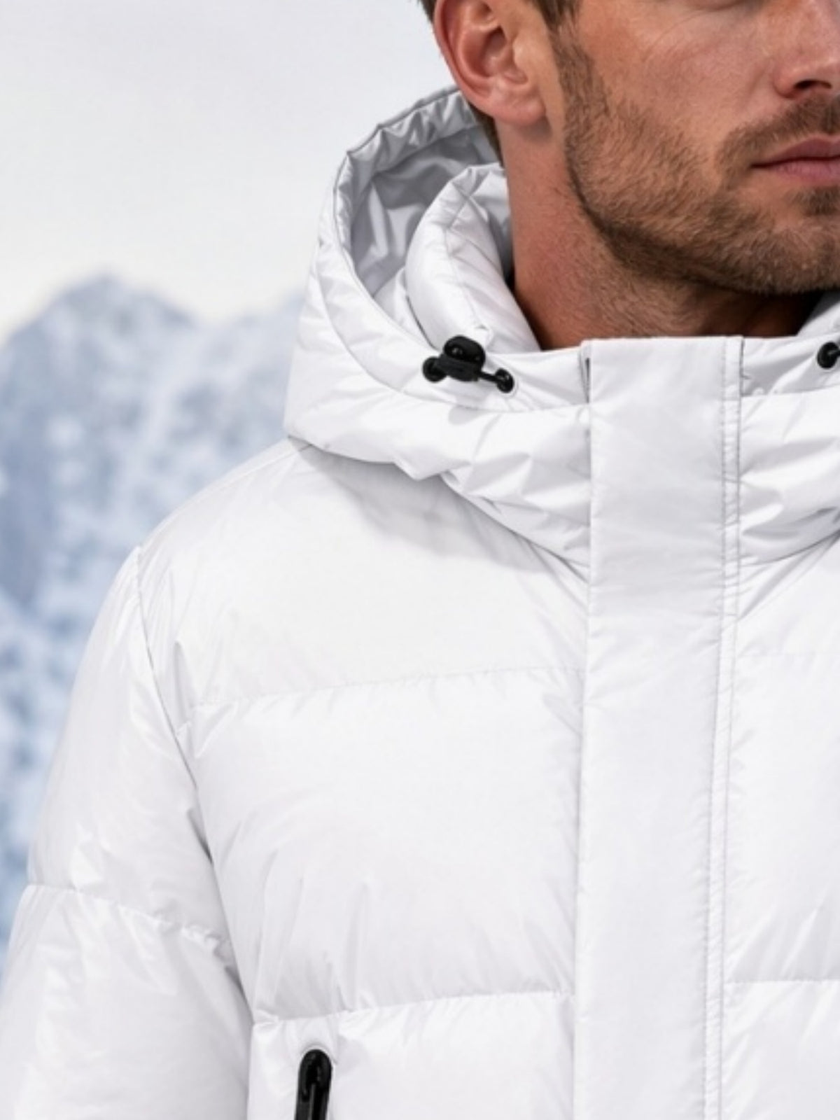 Veste matelassée pour homme, à capuche, blanc