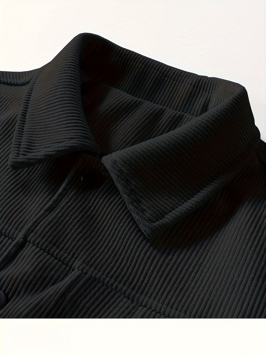 Veste, velours côtelé, à revers, noir, photo 5