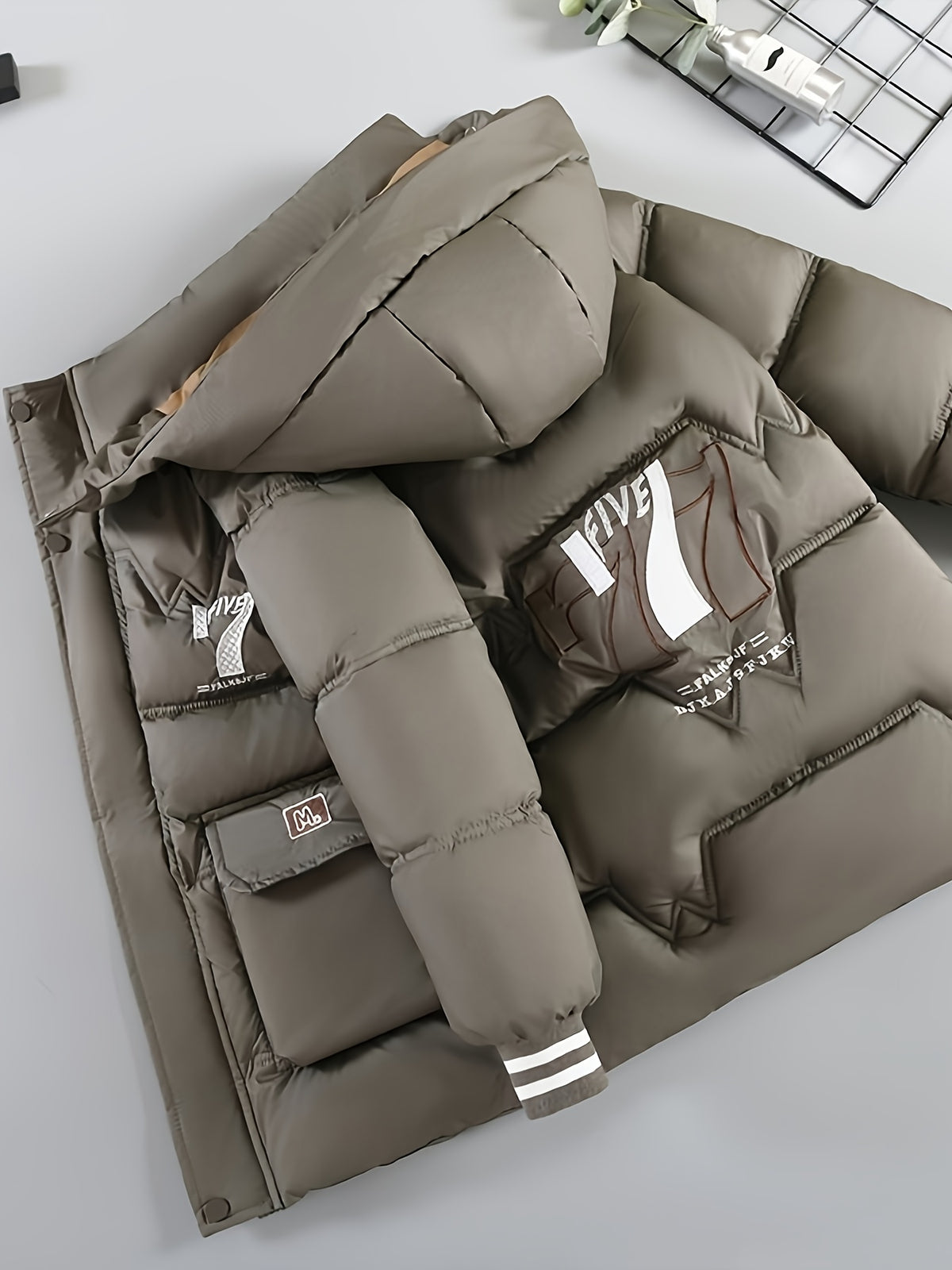 Veste pour homme, à capuche, marron foncé