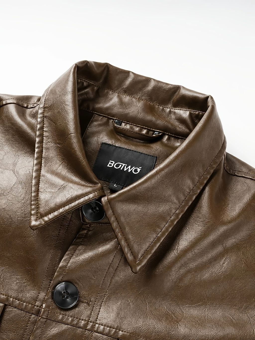 Veste en cuir PU longue, à revers, détail du vêtement