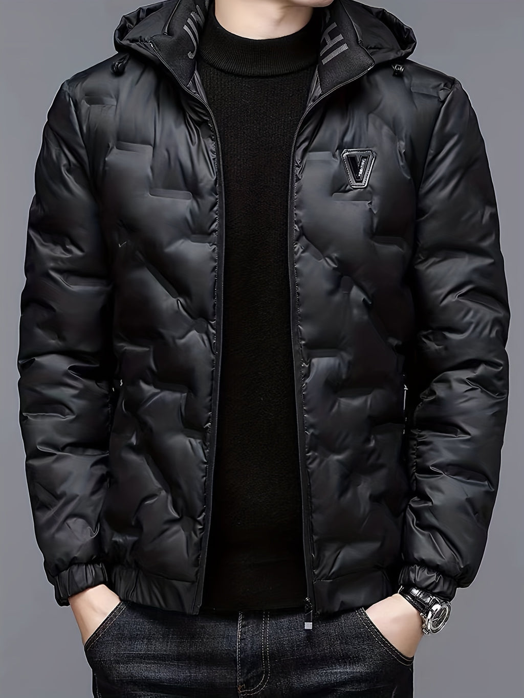 Veste matelassée pour homme, coupe-vent, à capuche, vert clair