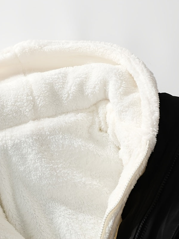Veste en fausse fourrure pour homme, à capuche, blanc ivoire