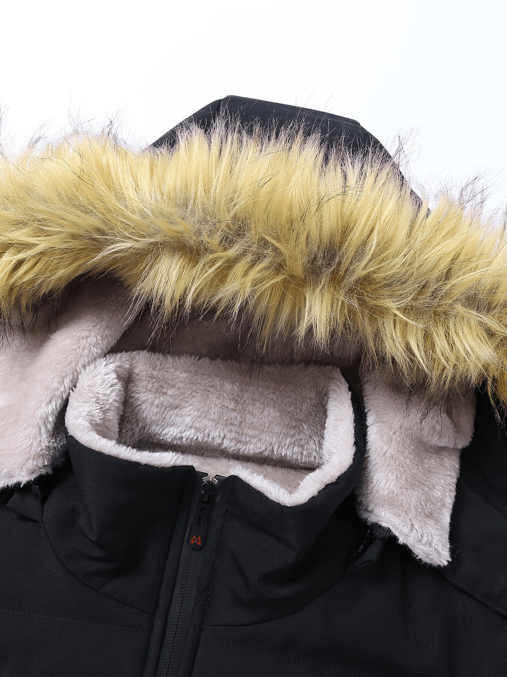 Veste en fausse fourrure pour homme, polaire, à capuche, noir