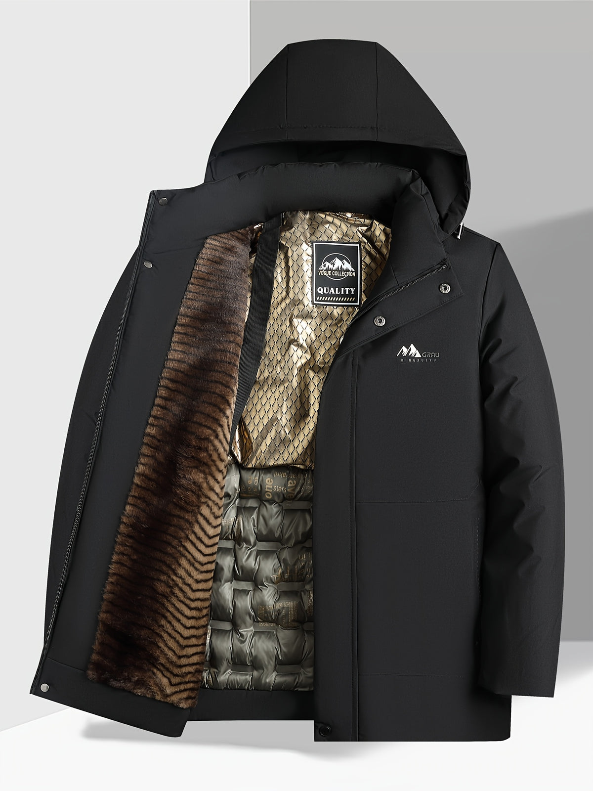 Veste pour homme, polaire, à col montant, kaki