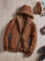 Veste matelassée longue, à capuche, brun