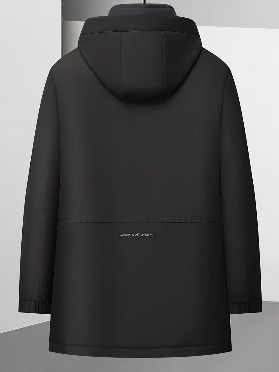 Manteau long, à capuche, café, détail du vêtement