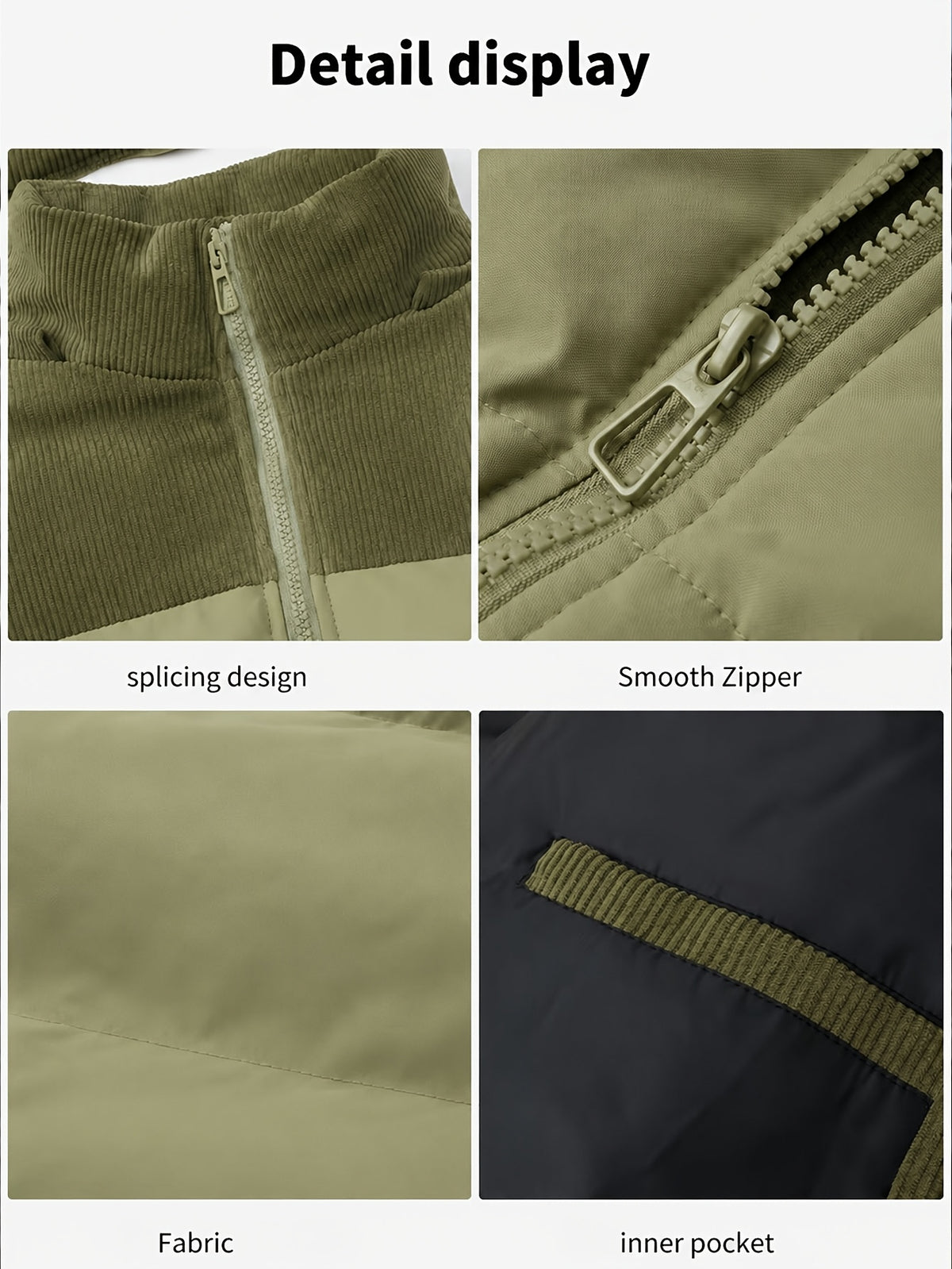 Veste pour homme, coupe-vent, à capuche, kaki