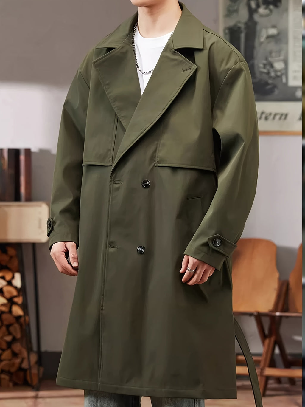 Trench mi-long pour homme, à revers