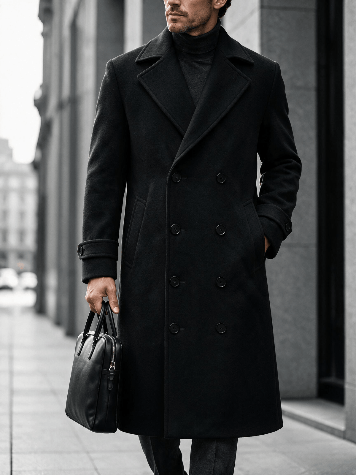 Manteau pour homme, à revers, bleu marine