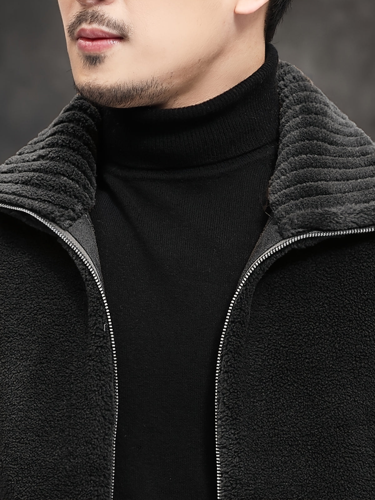 Veste en fausse fourrure pour homme, col montant, cinq coloris