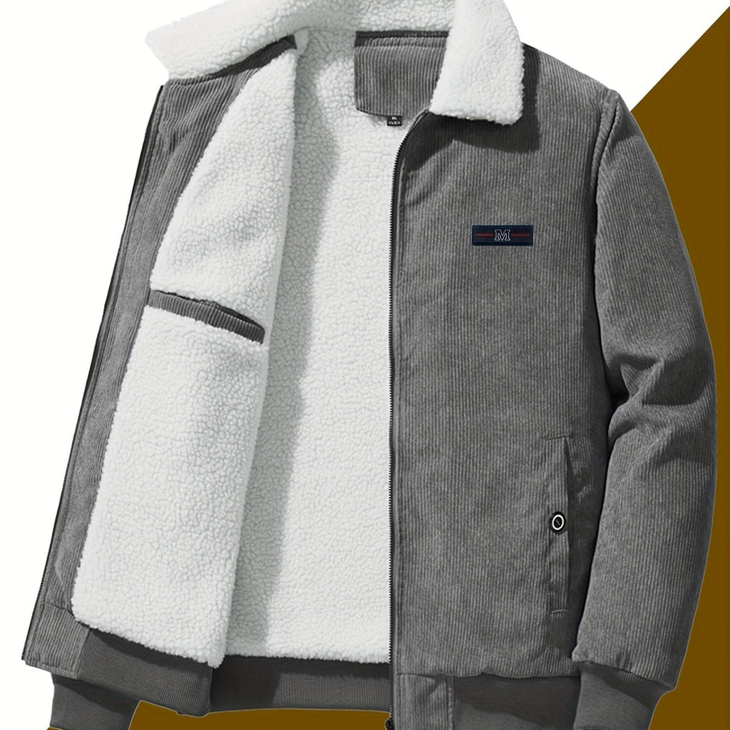 Veste, velours côtelé, à revers, gris, coloris gris, détail
