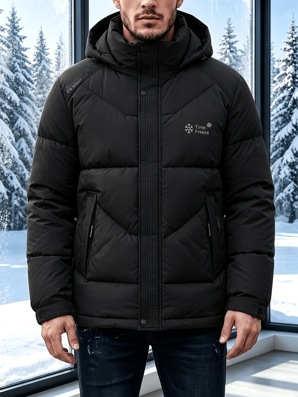 Manteau matelassé pour homme, à capuche, vert fougère