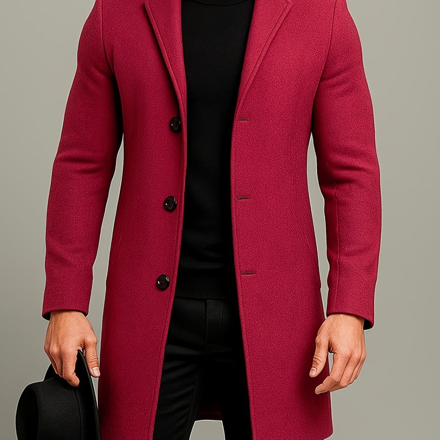 Manteau, tweed, à revers, gris foncé, coloris rouge