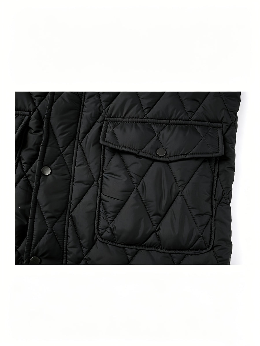 Manteau matelassé long, coupe-vent, à revers, photo 6