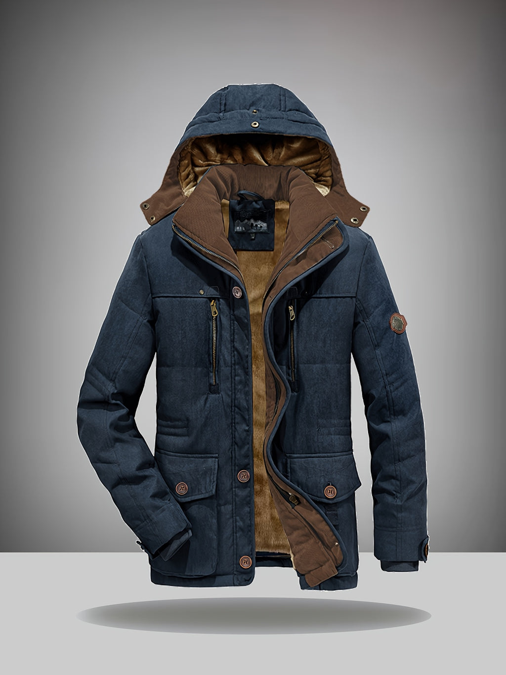 Veste pour homme, velours côtelé, à capuche, café