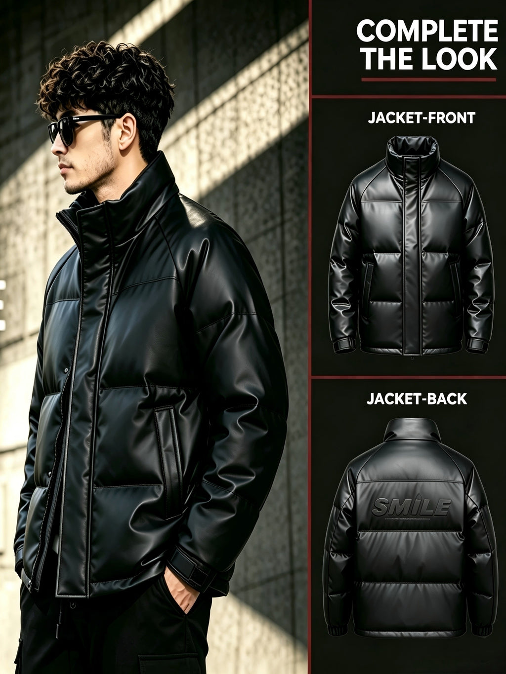 Veste pour homme, à col montant, col montant