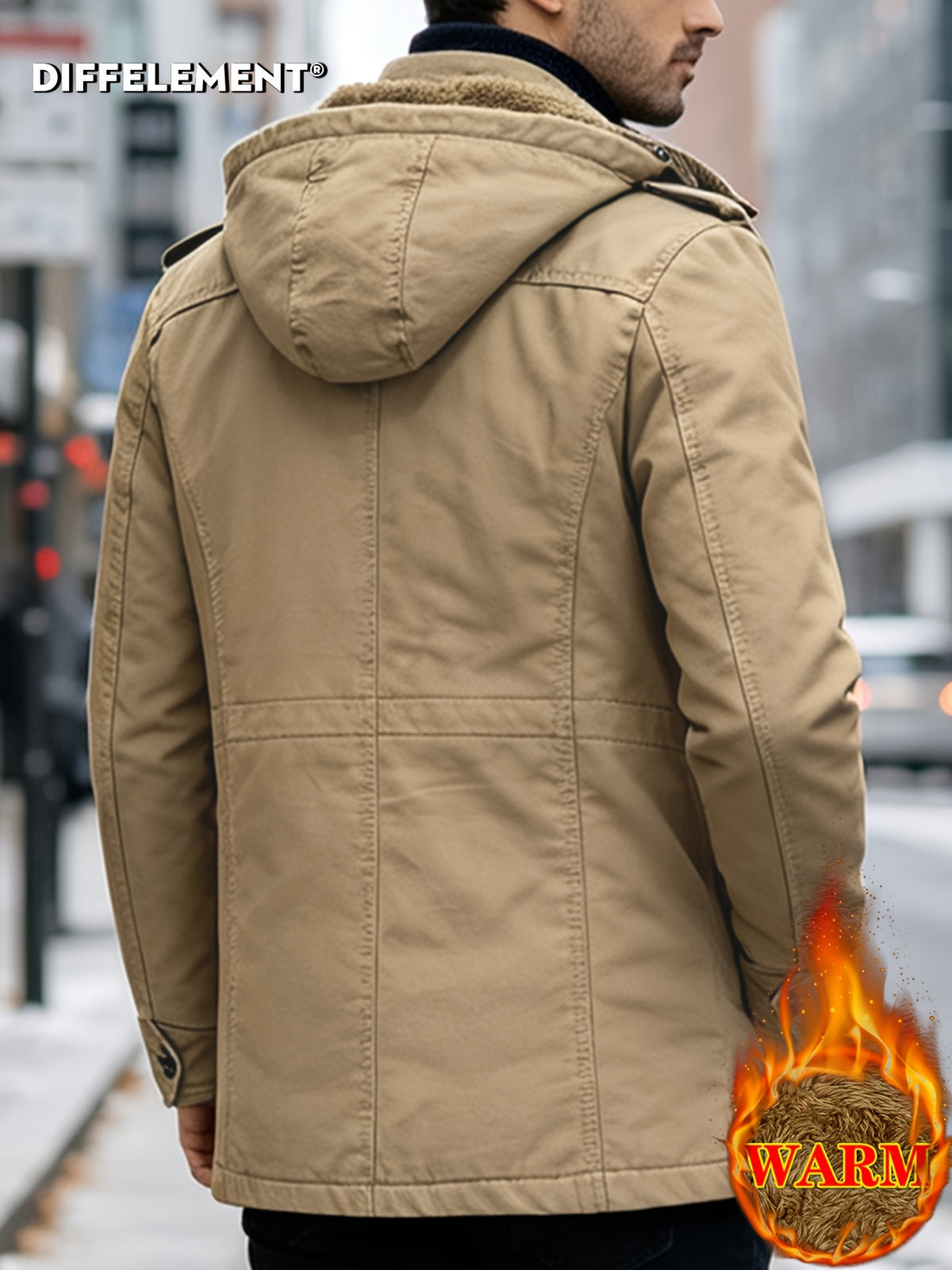 Pardessus matelassé pour homme, capuche amovible