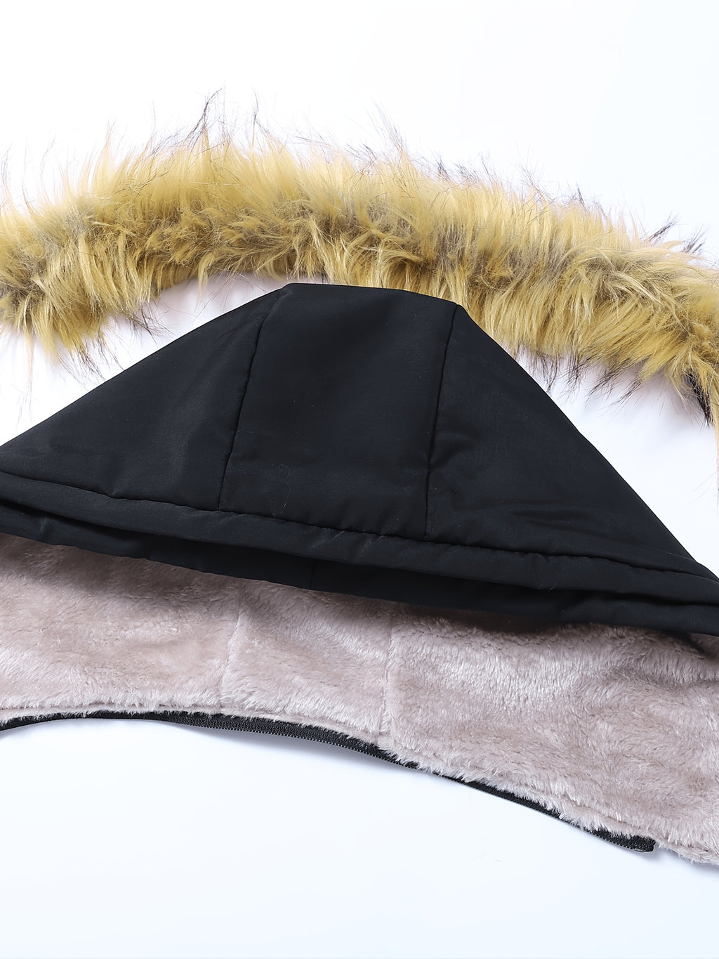 Veste en fausse fourrure pour homme, polaire, à capuche, noir