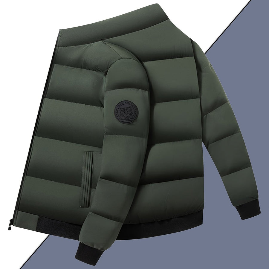 Manteau matelassé, coupe-vent, à col montant, vert fougère, coloris vert fougère