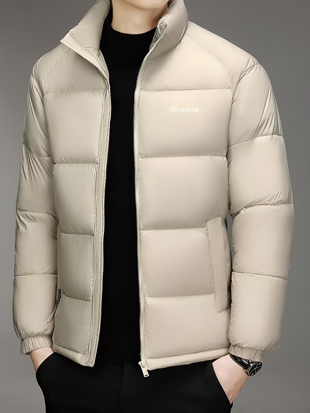 Manteau pour homme, à col montant, kaki