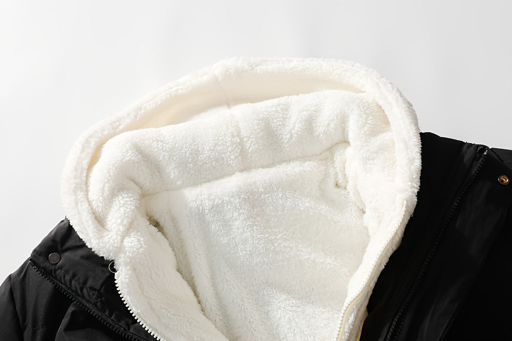 Veste en fausse fourrure pour homme, à capuche, blanc ivoire