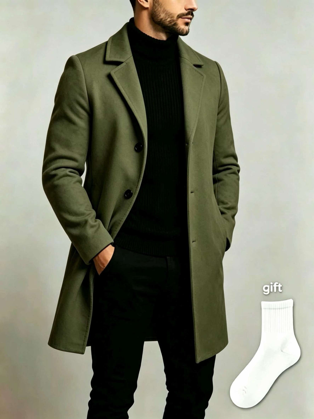 Trench pour homme, à revers, gris foncé