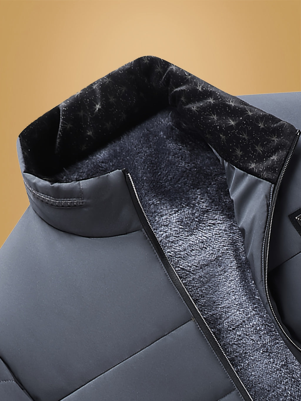 Veste matelassée pour homme, à col montant, noir