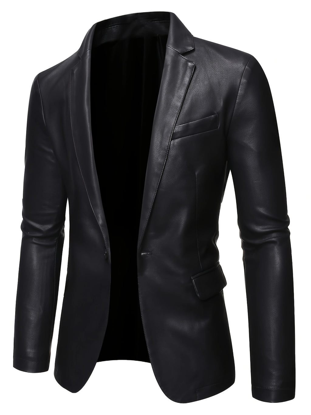 Veste en cuir PU, à revers, boutonnage