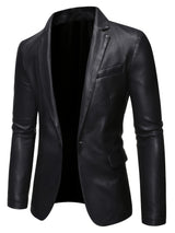 Veste en cuir PU, à revers, boutonnage