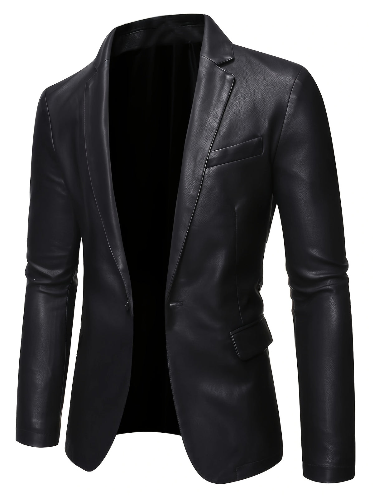 Veste en cuir PU, à revers, boutonnage Image