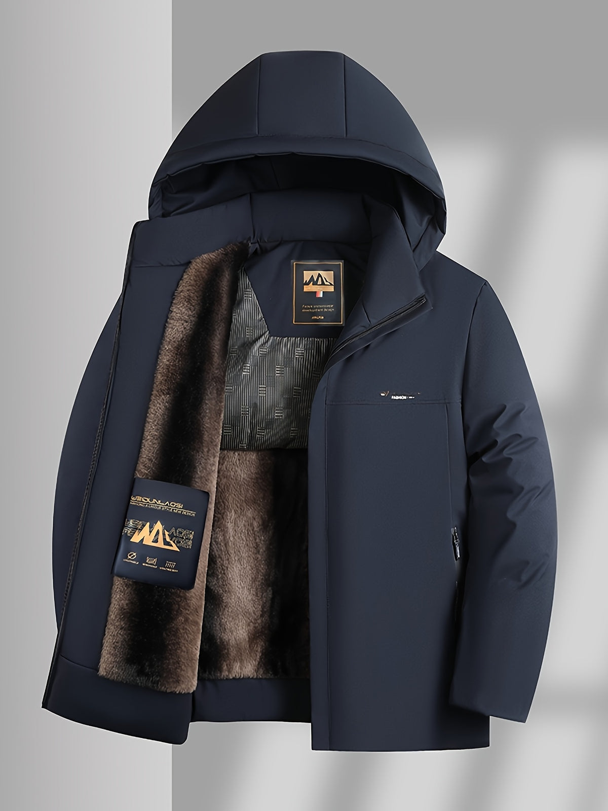 Parka pour homme, coupe-vent, à capuche, noir