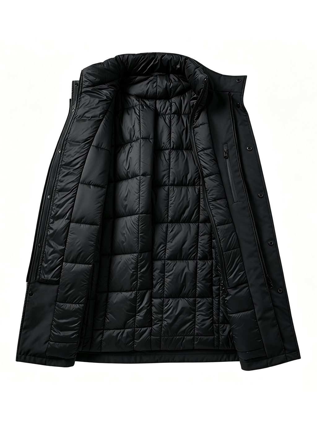 Manteau matelassé long pour homme, à col montant