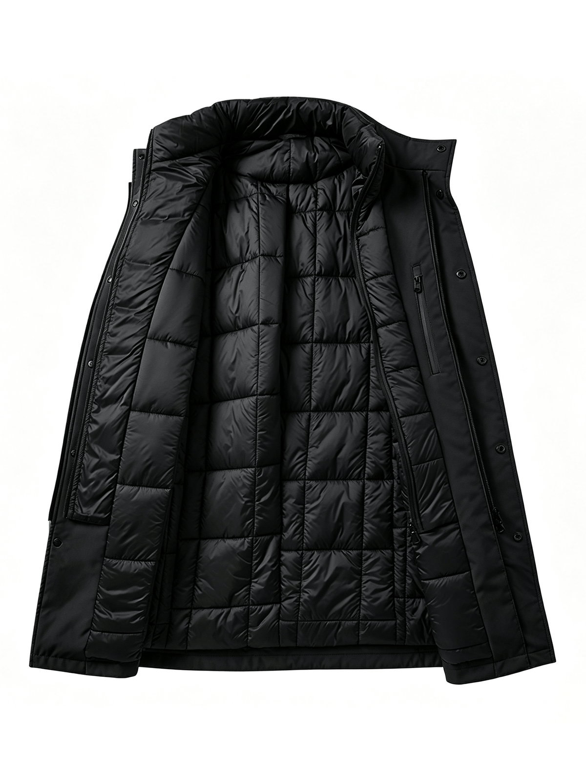 Manteau matelassé long pour homme, à col montant