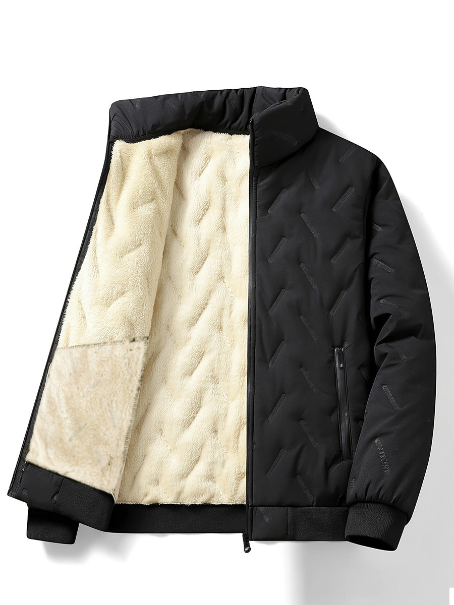 Manteau matelassé, à col montant, fermeture éclair et boutonnage