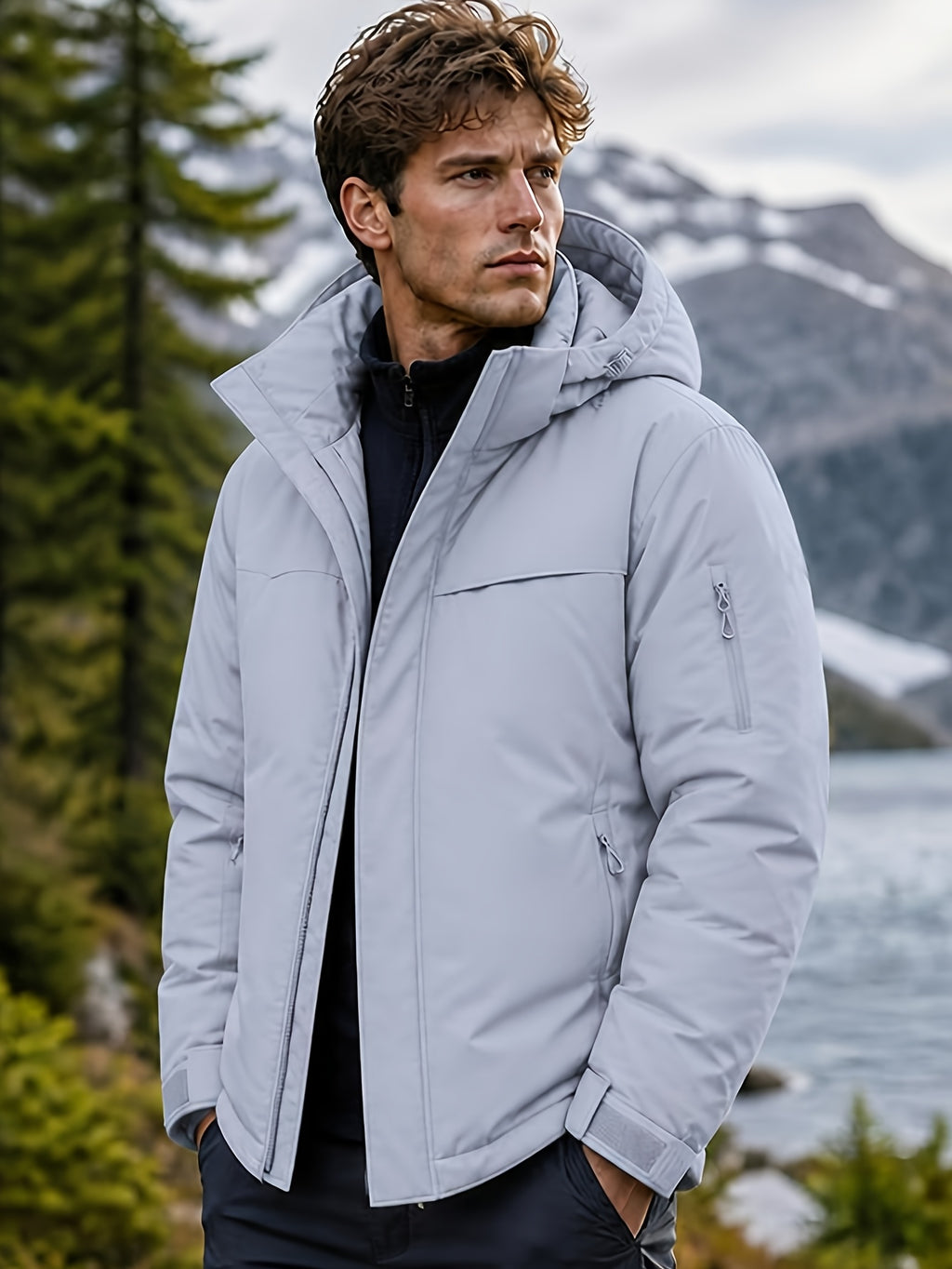 Veste pour homme, à capuche, gris de yinchuan
