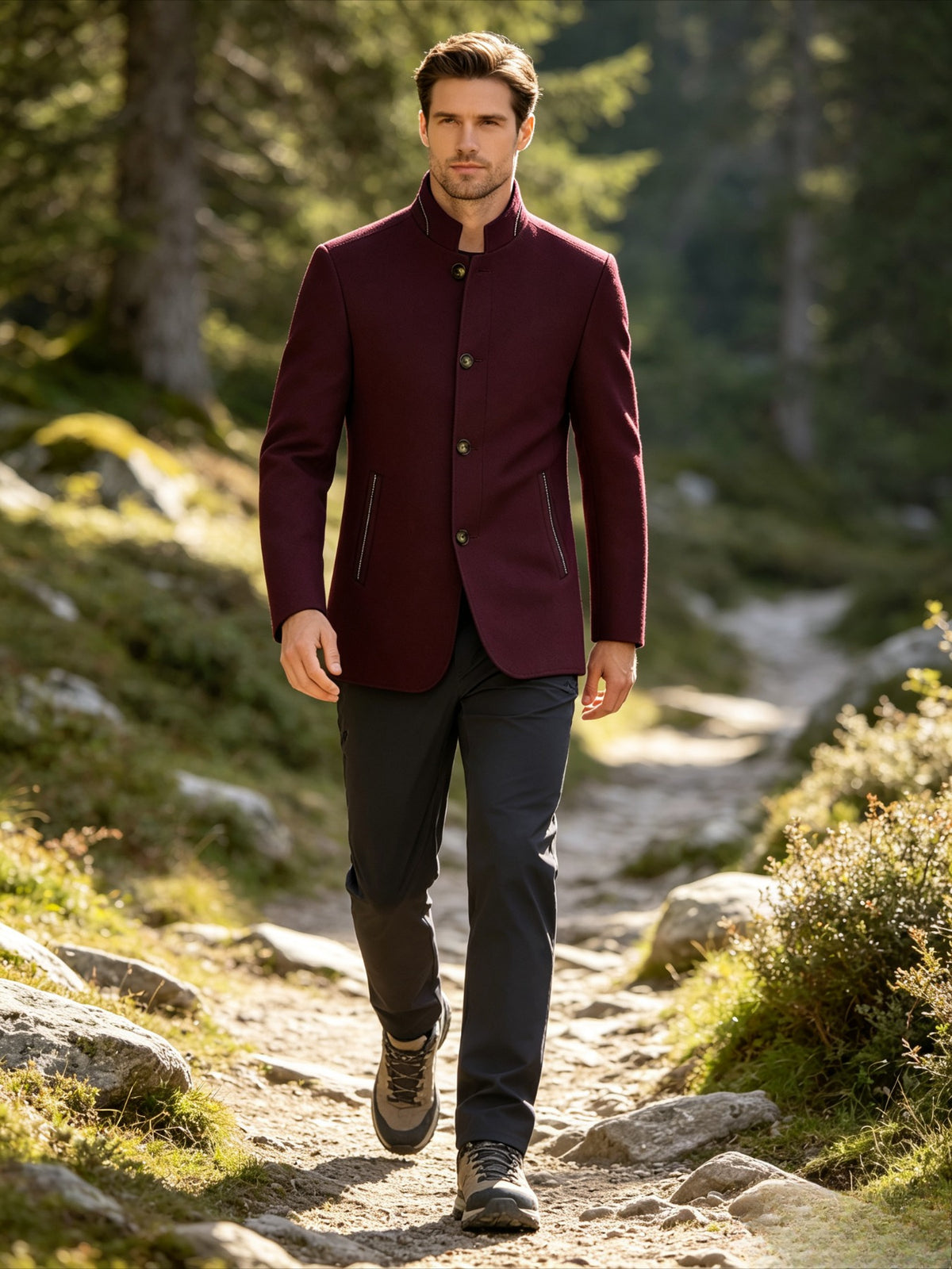 Veste en laine pour homme, 30 % laine, coupe-vent