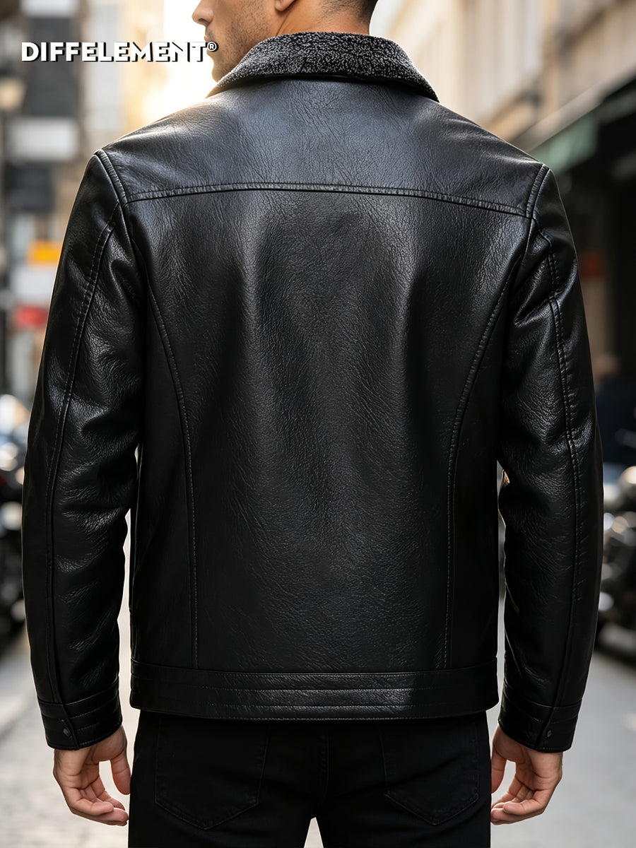 Veste en cuir PU, polaire, à revers, photo 16
