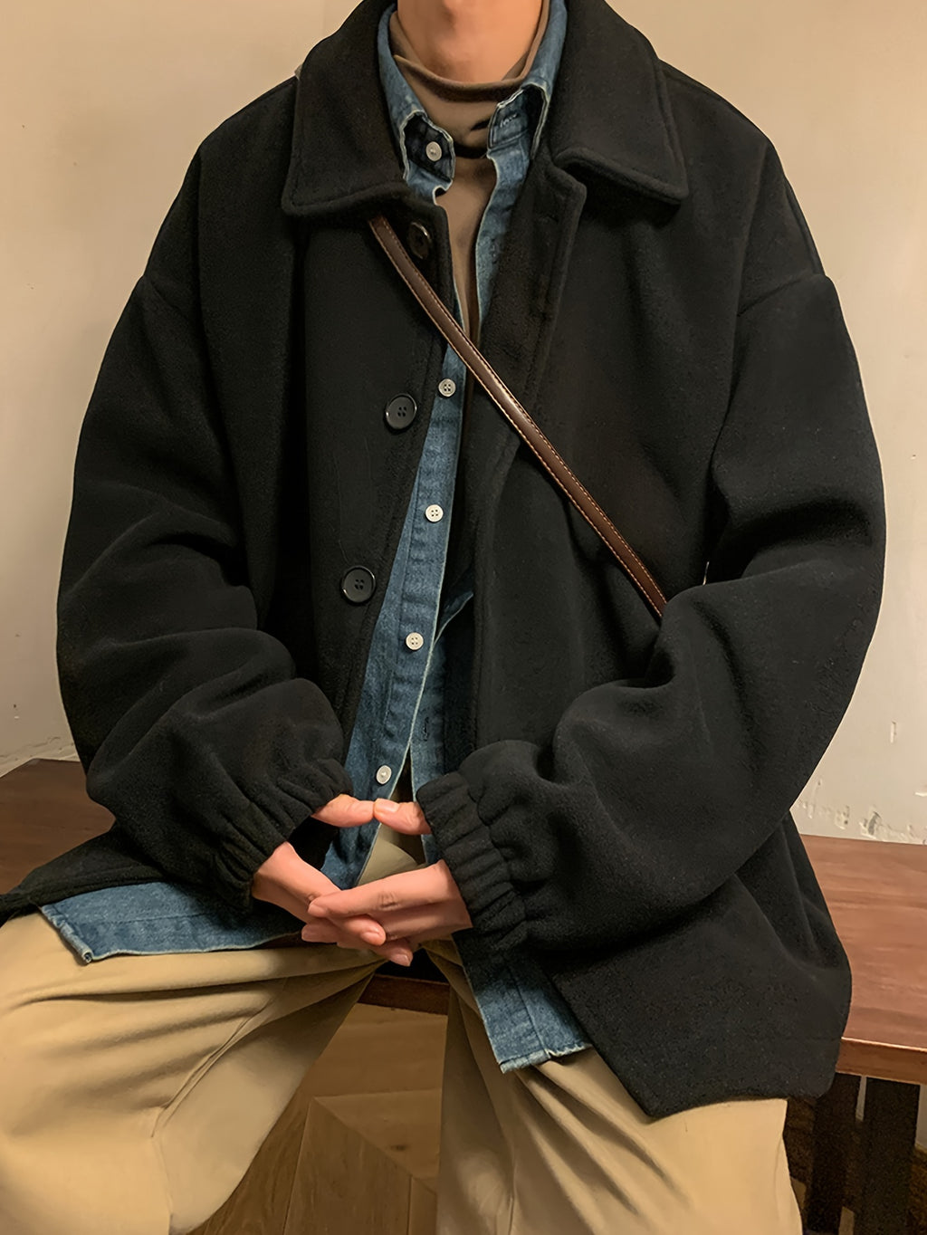 Veste pour homme, à revers, abricot