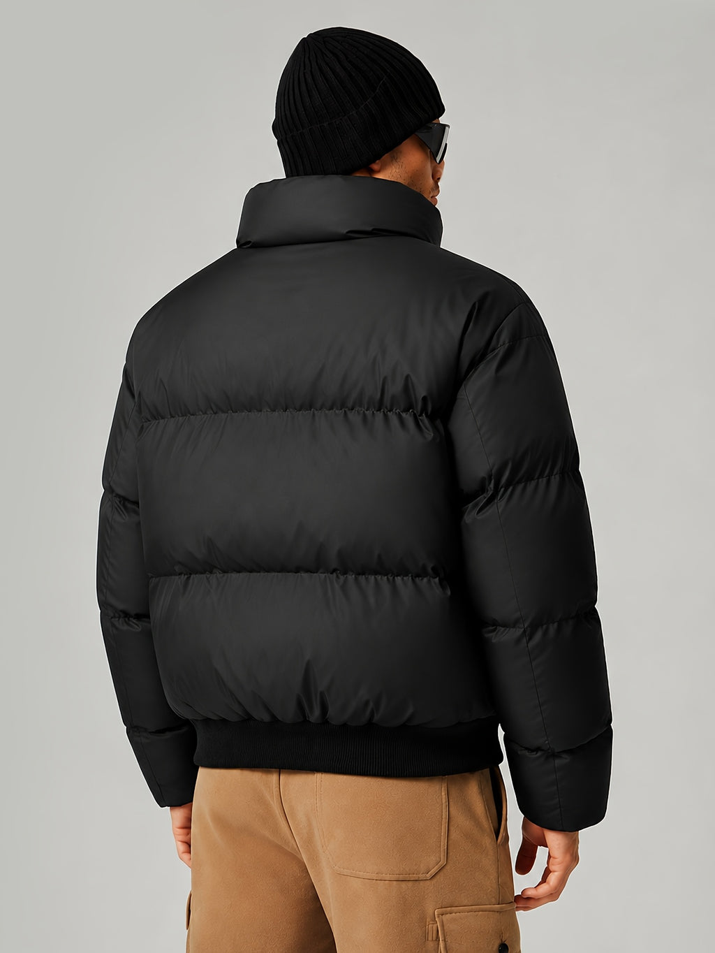 Veste matelassée pour homme, coupe-vent, à revers, noir