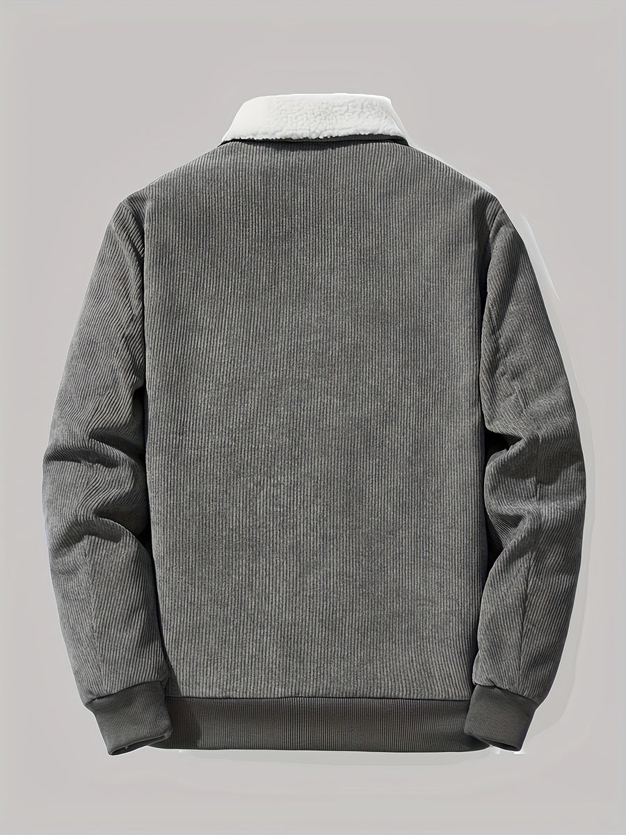 Veste, velours côtelé, à revers, gris, photo 10