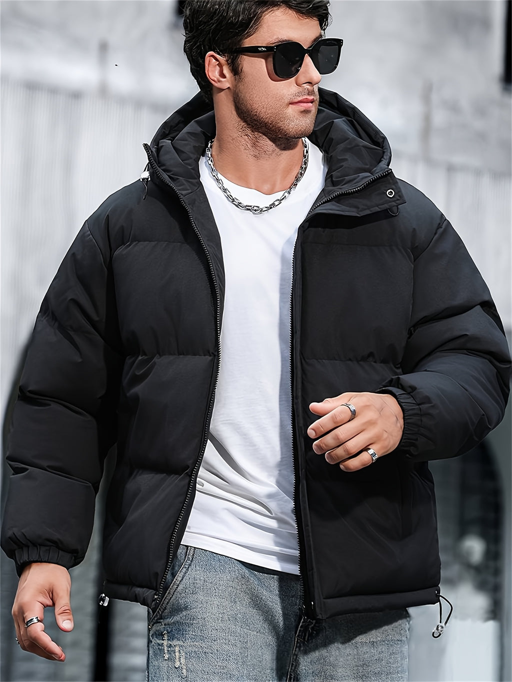 Veste pour homme, coupe-vent, à capuche, zone grise
