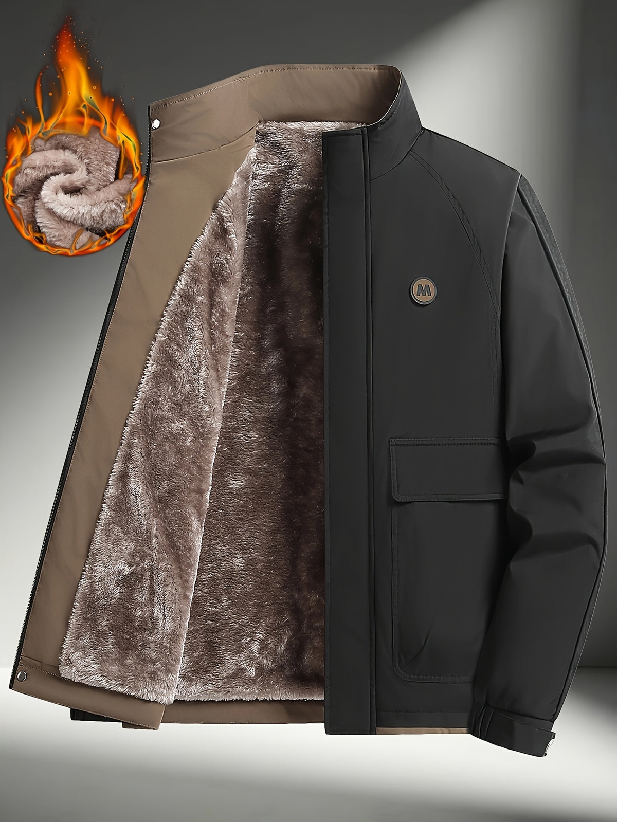 Veste pour homme, polaire, à col montant, vert fougère