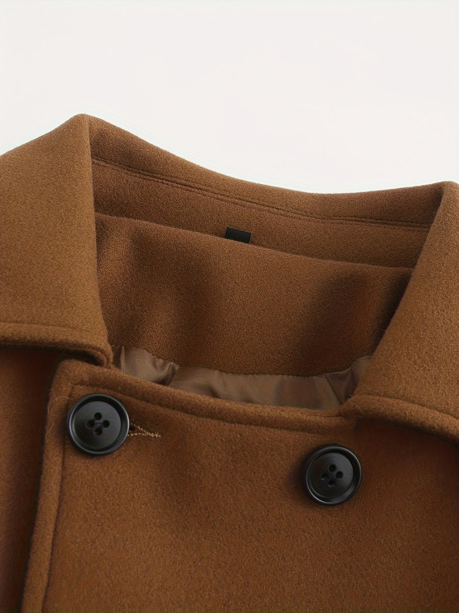 Trench long, tweed, à revers, détail du vêtement