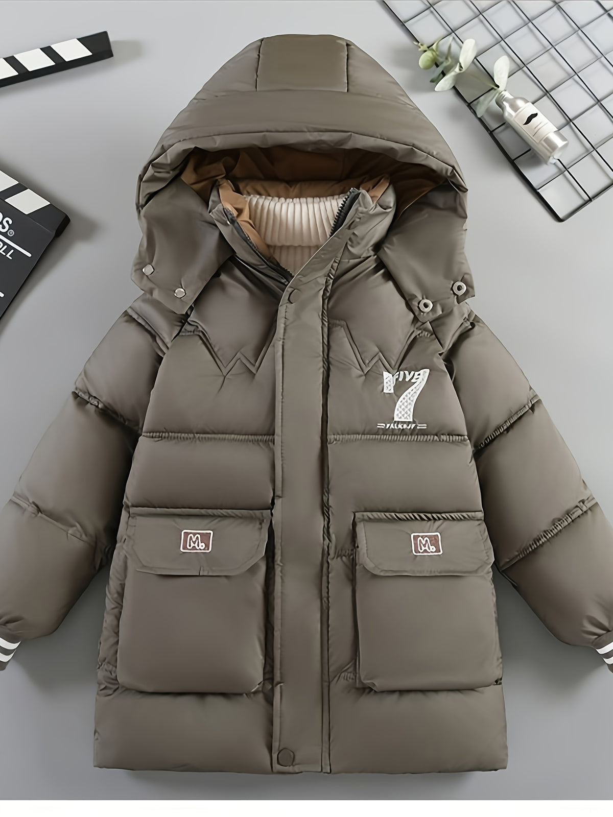 Veste pour homme, à capuche, marron foncé