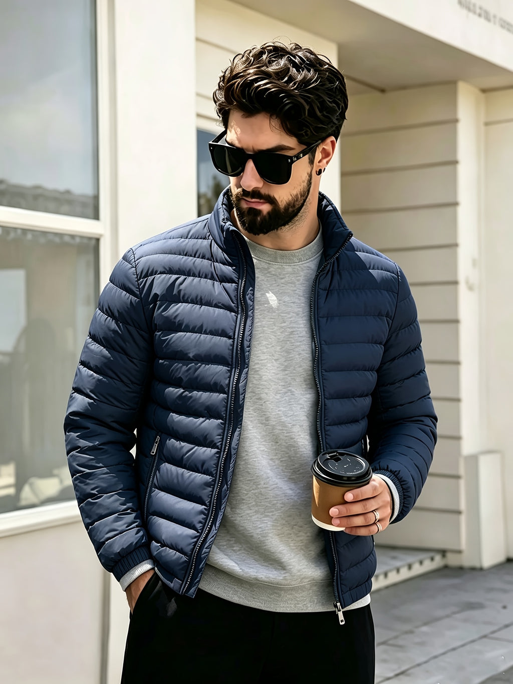 Veste pour homme, coupe-vent, à col montant