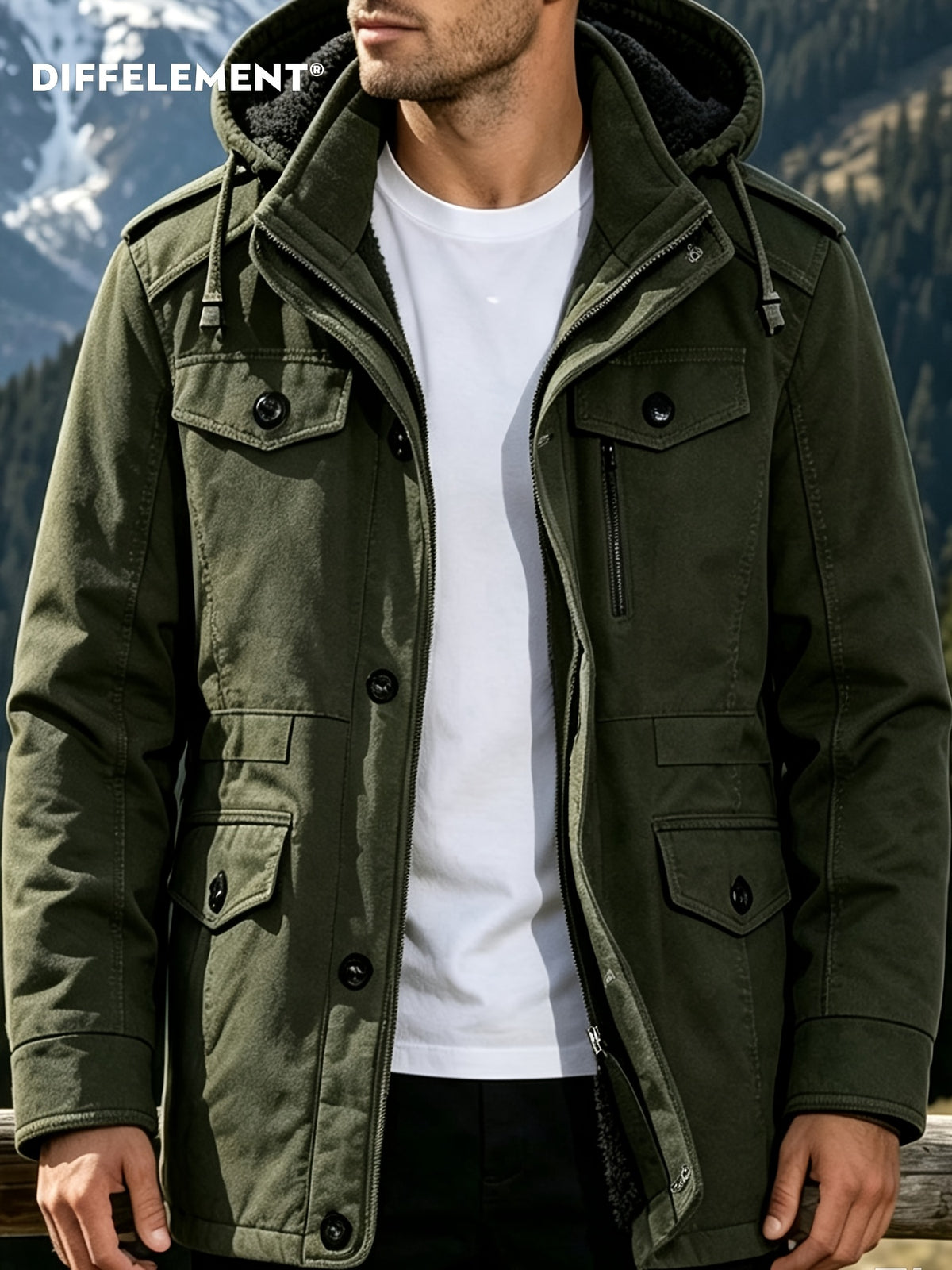 Parka pour homme, coupe-vent, à capuche