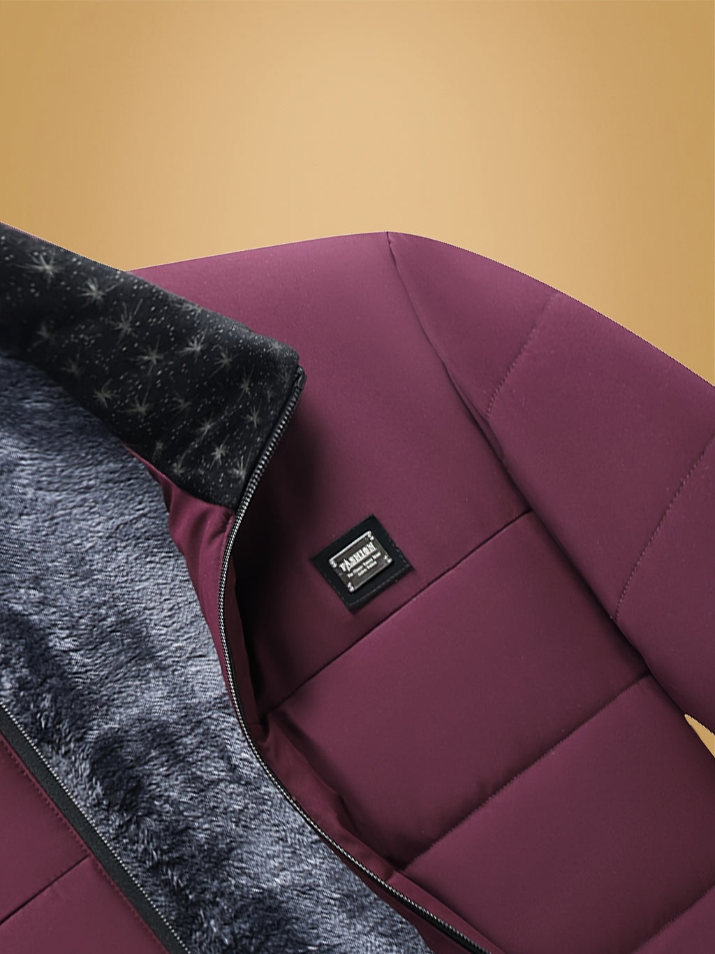 Manteau pour homme, à col montant, noir