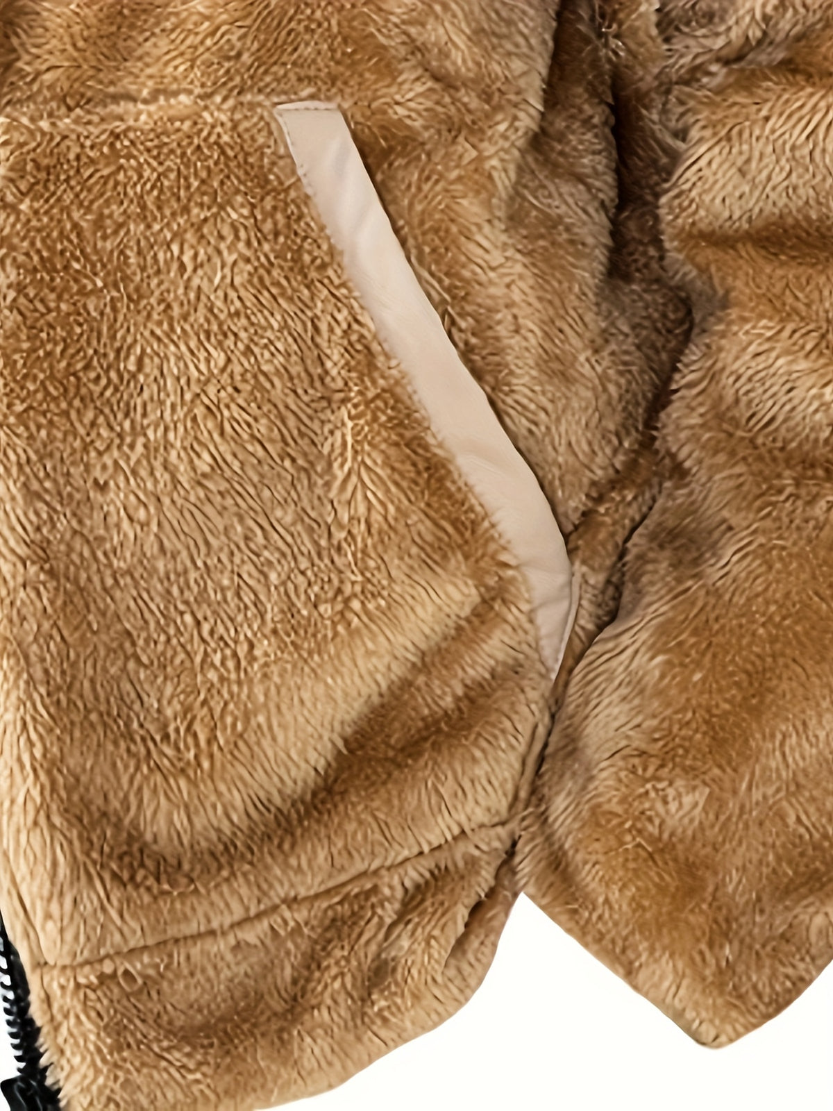 Veste pour homme, polaire, à capuche, brun jaunâtre