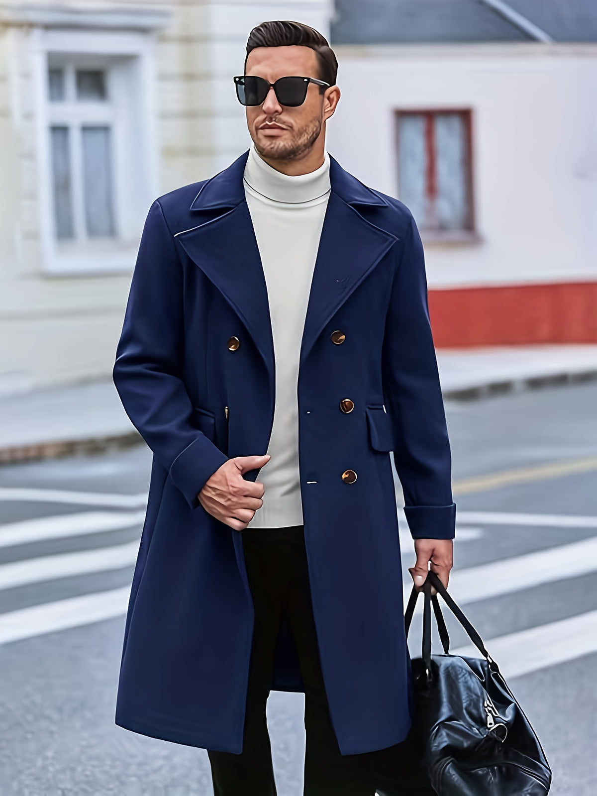 Manteau pour homme, à revers, brun jaunâtre